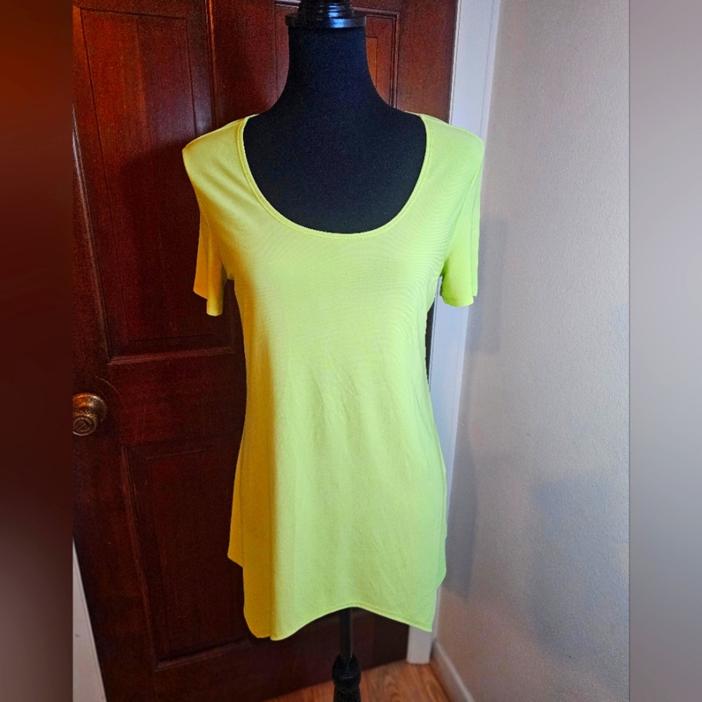 Lime green asymmetrical tunic top